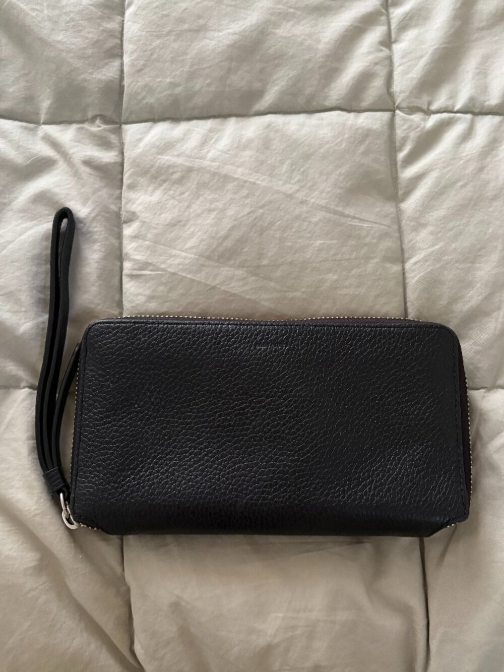 AllSaints Fetch Black Leather Phone Wristlet Clutch Wallet